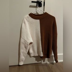 Never worn, no tags. Abercrombie & Fitch Brown White Classic Crew Sweater Size L